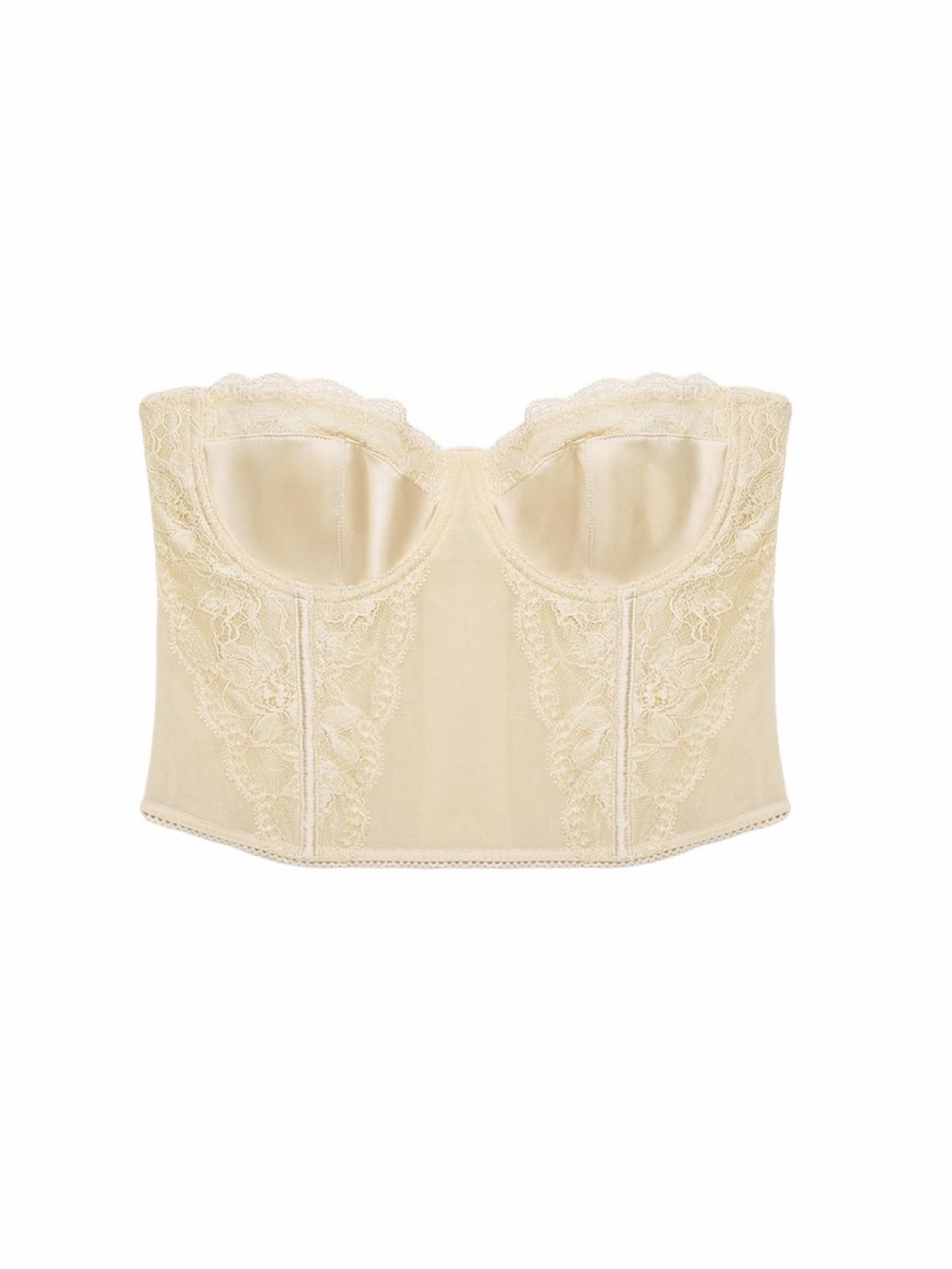 Zara Cream Lace Strapless Corset Bustier Top -SIZE M-